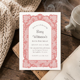 Elegant Lace Frame 80th Birthday Invite