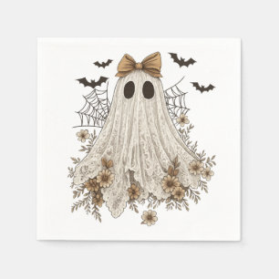 Elegant Lace Ghost with Bow   Floral Ghost  Napkin