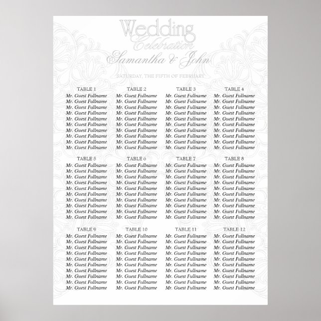 Elegant Lace Grey & White Modern Minimalist Poster (Front)