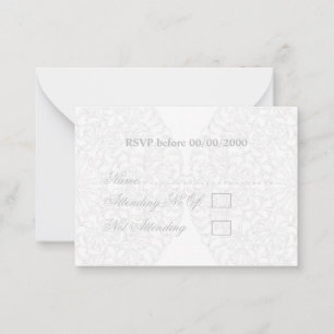 Elegant Lace Grey & White Modern Minimalist RSVP Card