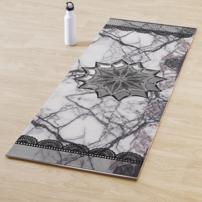Elegant Lace Marble Mandala Yoga Mat (In Situ)