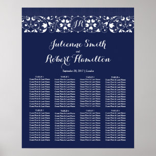 Elegant Lace Monogram Wedding Seating Chart