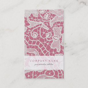 Elegant Lace on Pink Background - Business Card