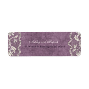 Elegant Lace on Violet Background Address Label