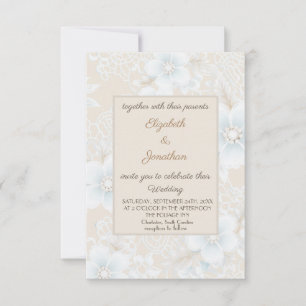 Elegant Lace Pattern French style Neutral Wedding Invitation