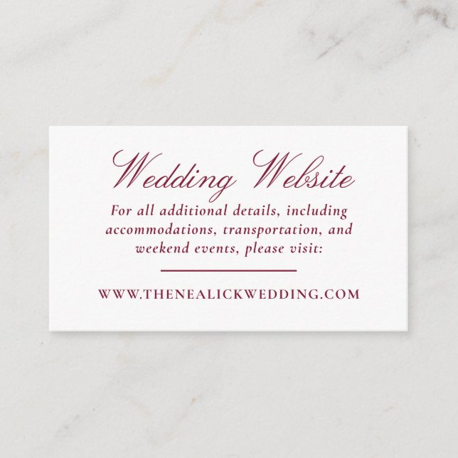 Elegant Lace Script Wedding Website Enclosure Card (Front)