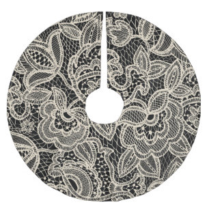 Elegant Lace Seamless Pattern Design Brushed Polyester Tree Skirt