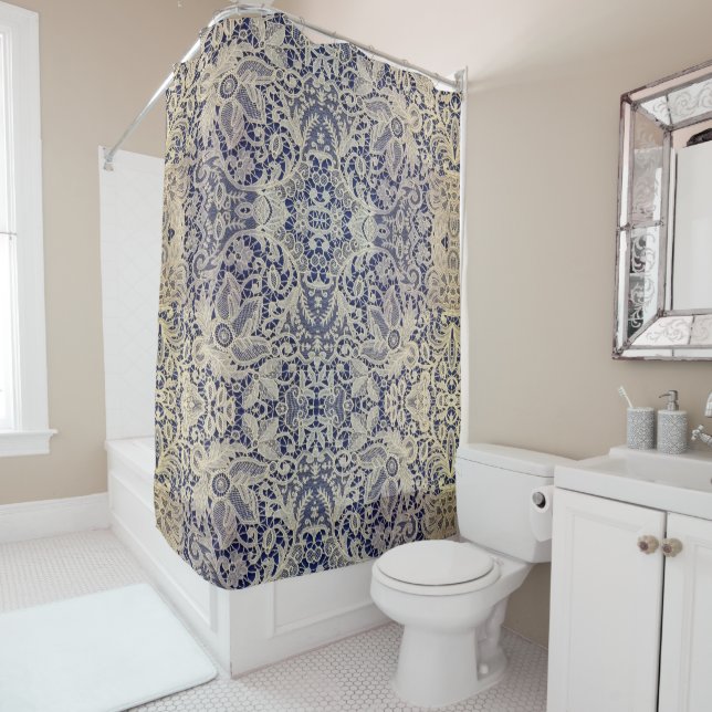 Elegant lace shower curtain (In Situ)