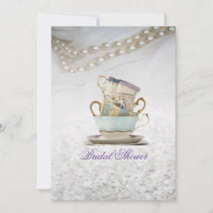 Elegant Lace Tea Cups Bridal Shower Tea Party Invitation