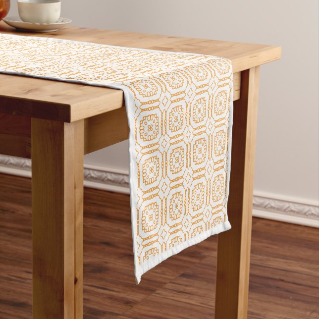 Elegant Lace Tile Pattern Short Table Runner (In Situ)