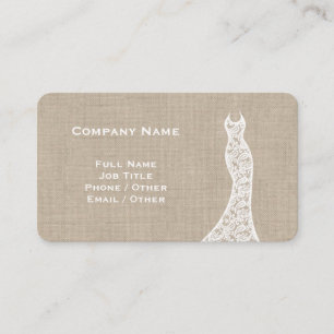 Elegant Lace Wedding Dress burlap Business Card