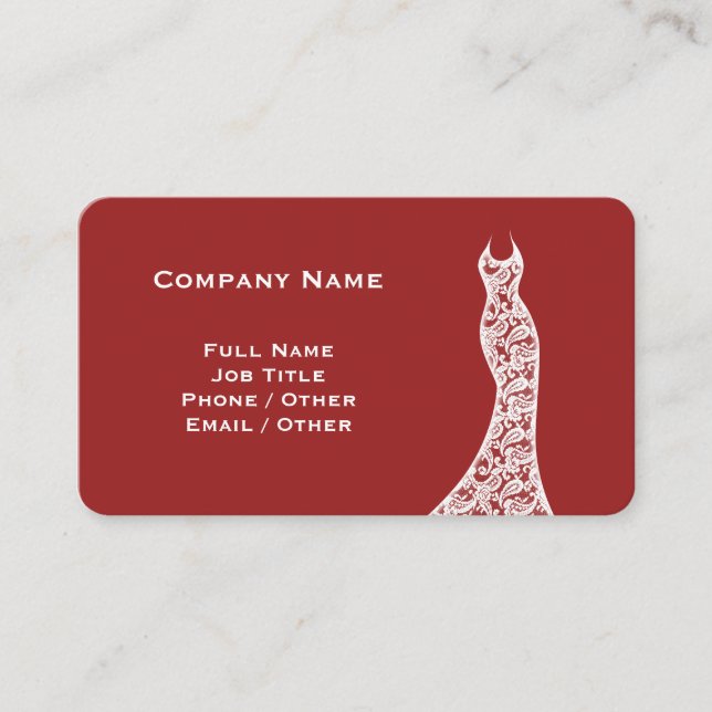 Elegant Lace Wedding Dress red Business Card  (Front)