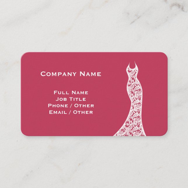 Elegant Lace Wedding Dress viva magenta Business Card (Front)