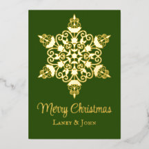 Elegant Lacy Snowflake on Green