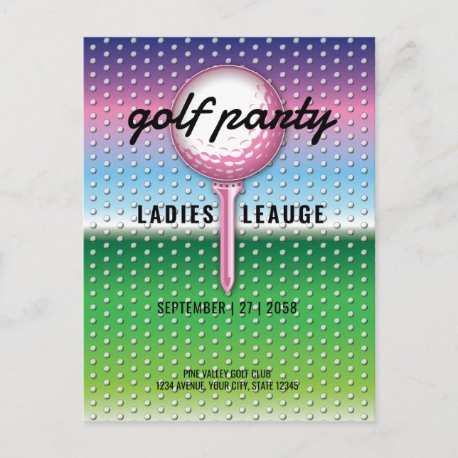 Elegant Ladies Golf Party Design Invitation Postcard (Front)