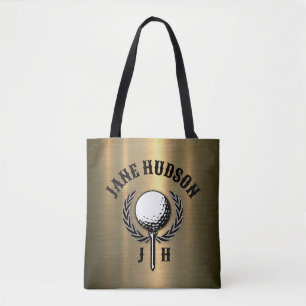 Elegant Ladies Monogram Golf Design Tote Bag
