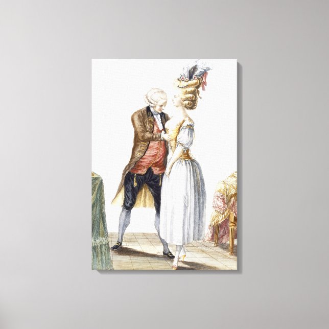 Elegant Lady at a Fitting with her Tailor, plate f Canvas Print (Front)