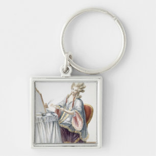 Elegant Lady at her Dressing Table, plate from 'Ga Key Ring