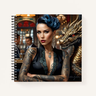 Elegant Lady Boss With Tattoo And Dragon Notebook