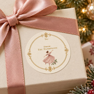 Elegant Lady Dancing Christmas Gift Label