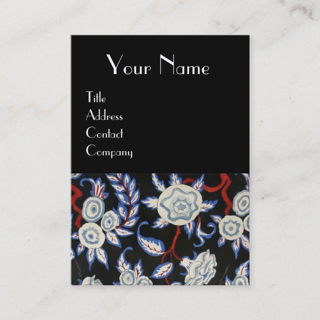 ELEGANT LADY/FLORAL DRESS WITH BLACK WHITE FLOWERS BUSINESS CARD (Front)