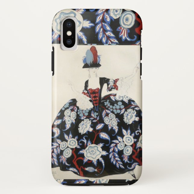 ELEGANT LADY FLORAL DRESS WITH BLACK WHITE FLOWERS Case-Mate iPhone CASE (Back)