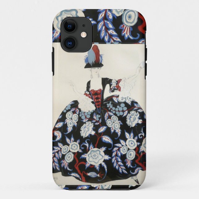 ELEGANT LADY FLORAL DRESS WITH BLACK WHITE FLOWERS Case-Mate iPhone CASE (Back)