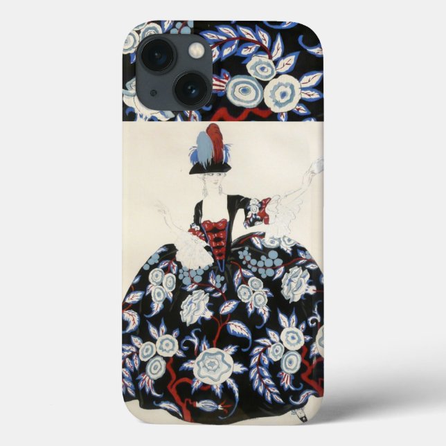 ELEGANT LADY FLORAL DRESS WITH BLACK WHITE FLOWERS Case-Mate iPhone CASE (Back)