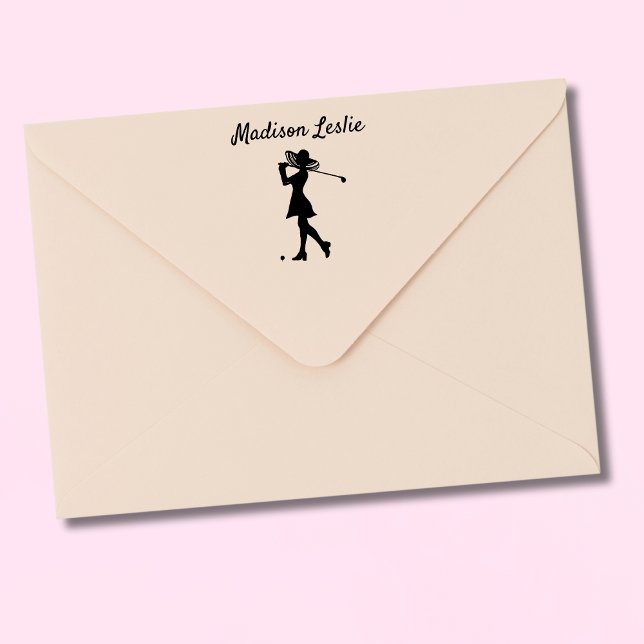 Elegant Lady Golfer Name Rubber Stamp (Creator Uploaded)