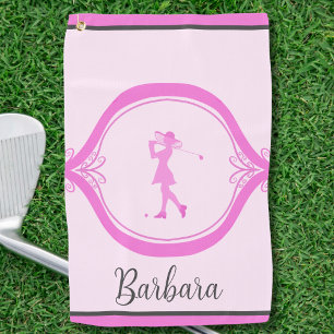 Elegant Lady Golfer Personalised Golf Towel