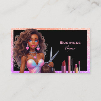 Elegant Lady Hair Makeup Business Business Card