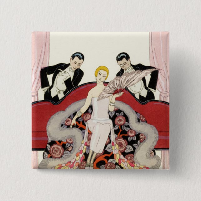 Elegant Lady in Paris Art Deco Button (Front)