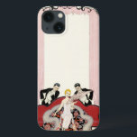 Elegant Lady in Paris Art Deco iPhone 13 Case<br><div class="desc">Elegant Lady in Paris. Art deco illustration from 1924. French illustrator Georges Barbier completed dozens of beautiful illustrations depicting the roaring twenties in France. Elegant Lady in Paris features a young blond woman sitting on a couch as two suitors in tuxedos flirt with her. The woman wears a pink gown...</div>