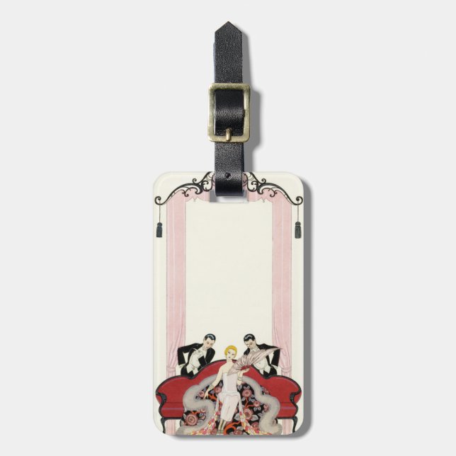 Elegant Lady in Paris Art Deco Luggage Tag (Front Vertical)