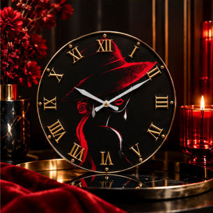 Elegant  Lady Minimalist Fashion Portrait  Large Clock
