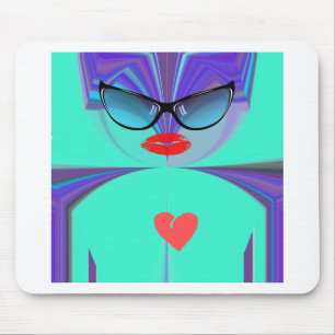 Elegant Lady Portrait: A Colourful Artwork Mouse Mat