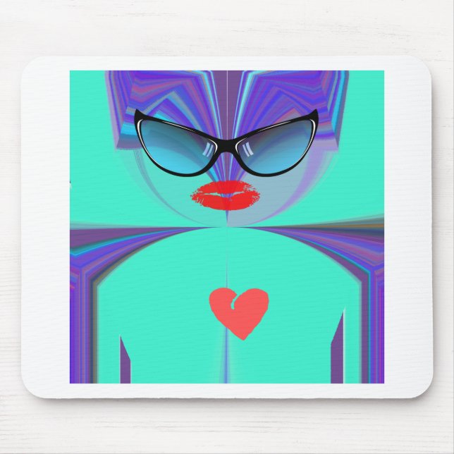 Elegant Lady Portrait: A Colourful Artwork Mouse Mat (Front)