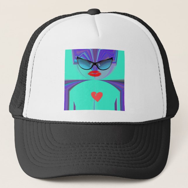 Elegant Lady Portrait: A Colourful Artwork Trucker Hat (Front)