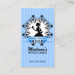 Elegant Lady Silhouette Cupcake Blue Business Card