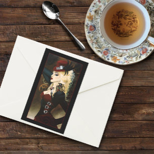 Elegant Lady Steampunk Victorian Red Clockwork  Rectangular Sticker