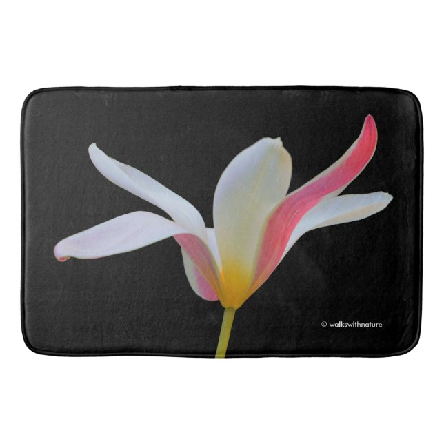 Elegant Lady Tulip White Pink Flowers Bath Mat (Front)