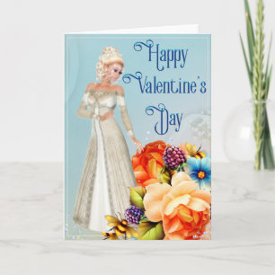 Elegant Lady with Roses Valentine's Day Card