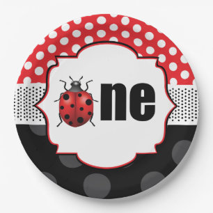 Elegant Ladybug First Birthday Paper Plate