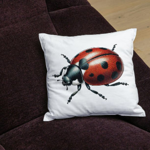 Elegant Ladybug Ladybird Nature Inspired Art Cushion