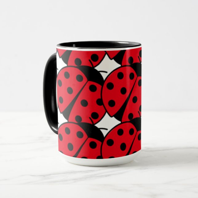 Elegant Ladybug red black pattern     Mug (Front Left)