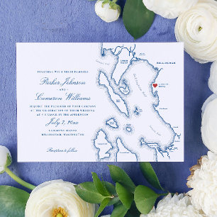 Elegant Lairmont Manor Bellingham Map Wedding Invitation