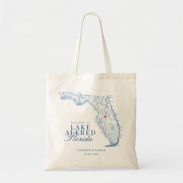 Elegant Lake Alfred Florida Wedding Welcome Tote Bag (Front)