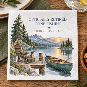 Elegant Lake Fishing Retirement Party Celebration Napkin