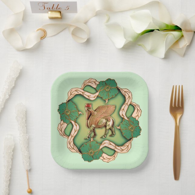 Elegant Lamassu Paper Plate (Wedding)