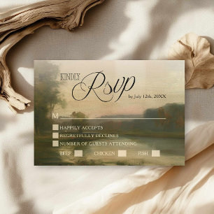 Elegant Landscape Art Wedding RSVP Card